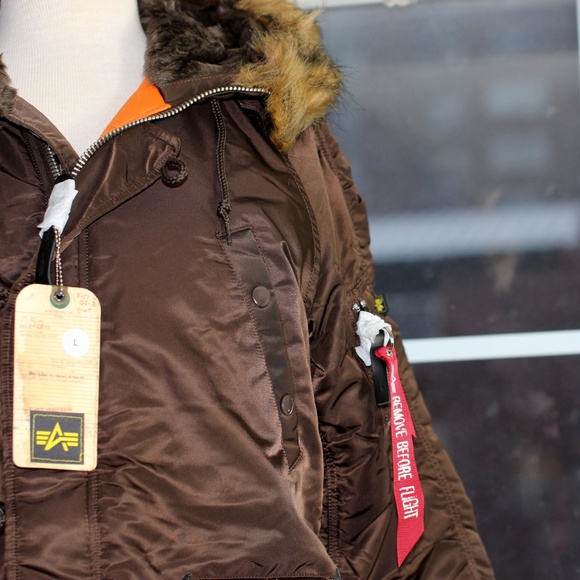 Alpha Industries N-3B W SNORKEL Cocoa/Orange NEW - Picture 2 of 8